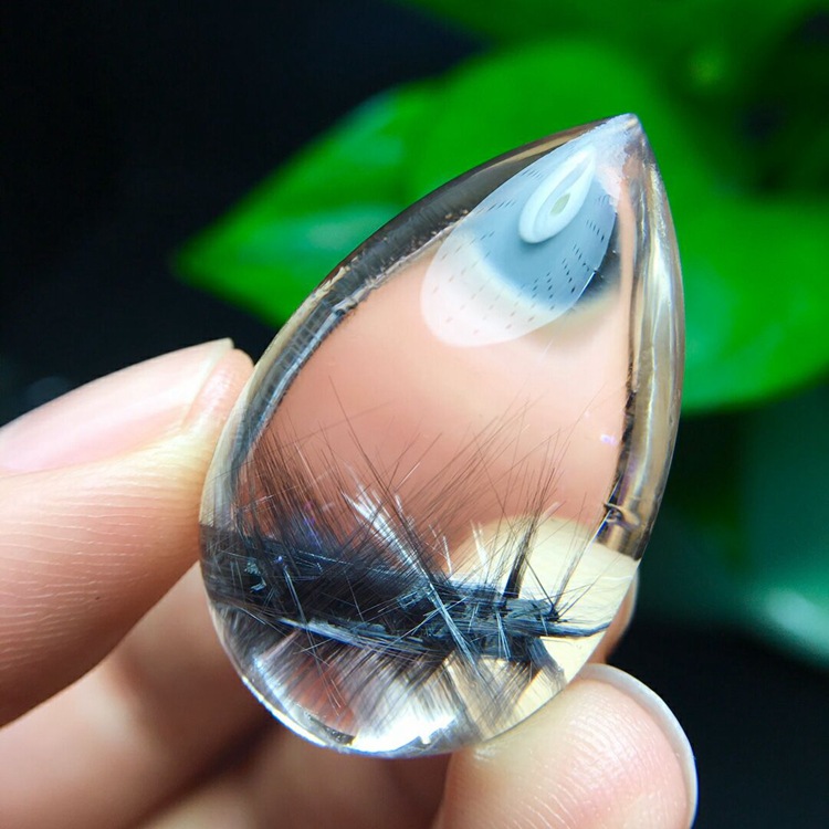 丹利水晶 银钛晶吊坠 银钛晶水滴形状吊坠