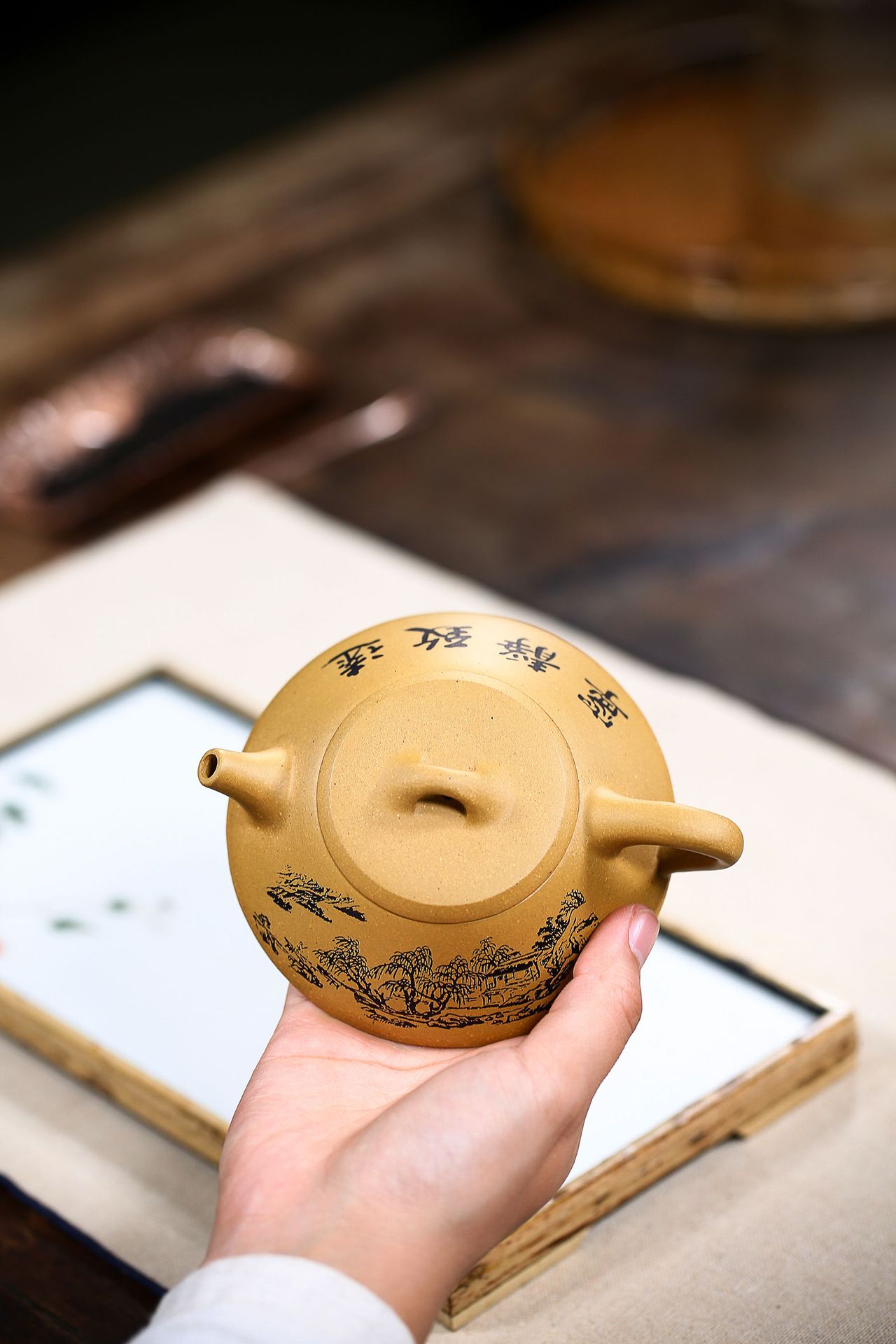 宜兴原矿紫砂壶名家手工茶具家用功夫茶壶段泥山水东坡扁石瓢壶