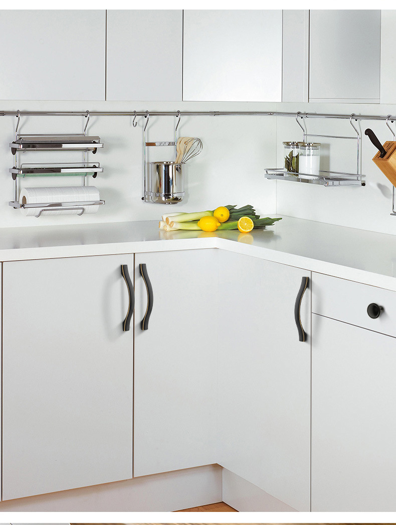 全铜柜门拉手衣柜抽屉门拉手橱柜黑色拉手现代简约新中式黄铜北欧