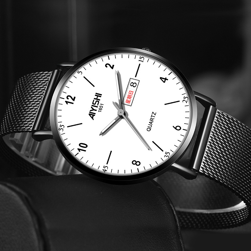 手表男爱依士aiyishi 1651瑞士商务国产腕表学生防水石英男士手表