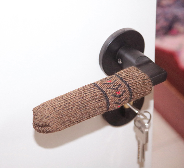 门把手保护套防盗门房门拉手针织保护套子可爱绒布艺不防静电冬季