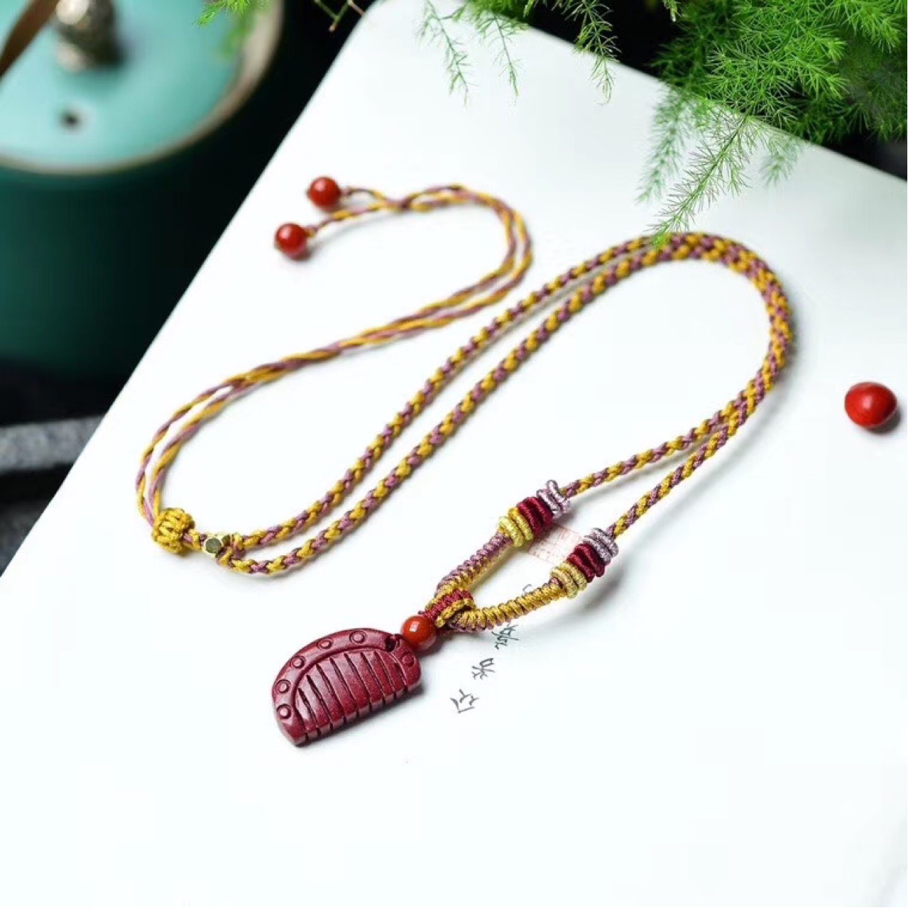 天然朱砂降魔杵吊坠紫金砂佛光护身法器金刚杵男女款项链饰品批发