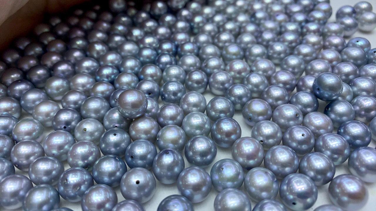 灰珍珠天然爱迪生珍珠优化铂金灰正圆微微瑕表皮光滑不易褪色10mm