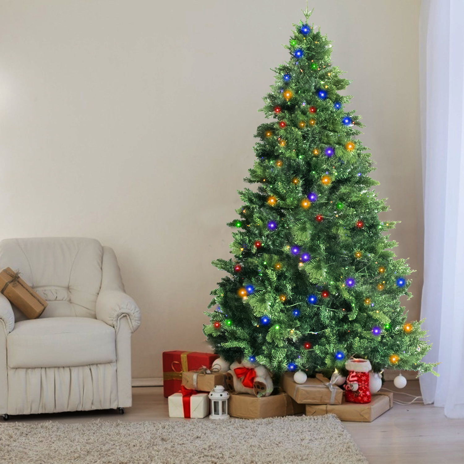 美国人造圣诞树可折叠支架带led灯圣诞树亚马逊海外仓一件代发