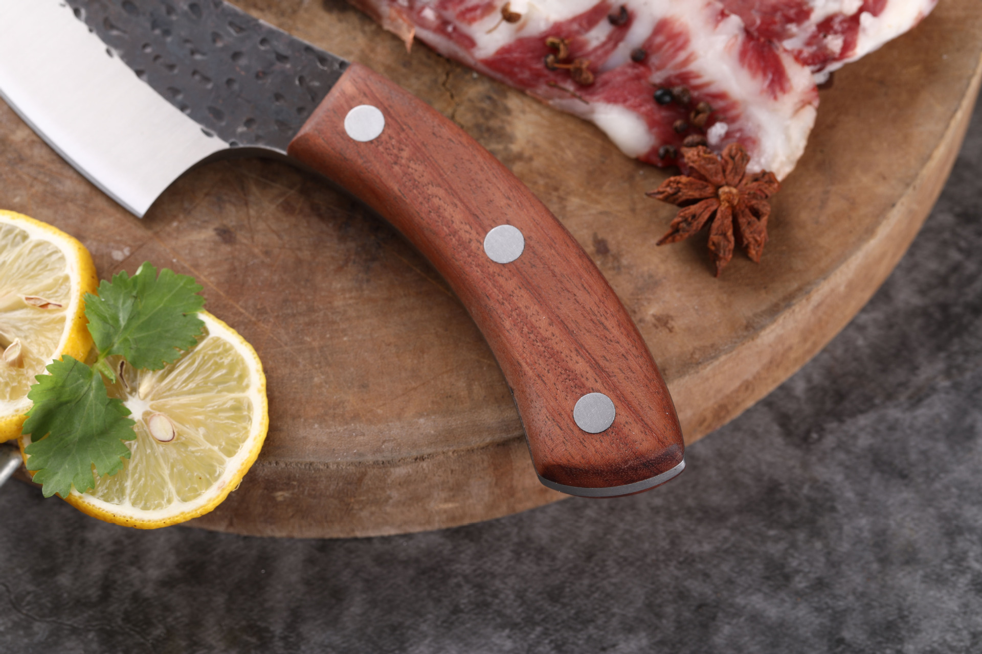 锻打锤纹高碳钢小弯刀剔骨刀小菜刀家用户外开片杀鱼分割肉商用刀