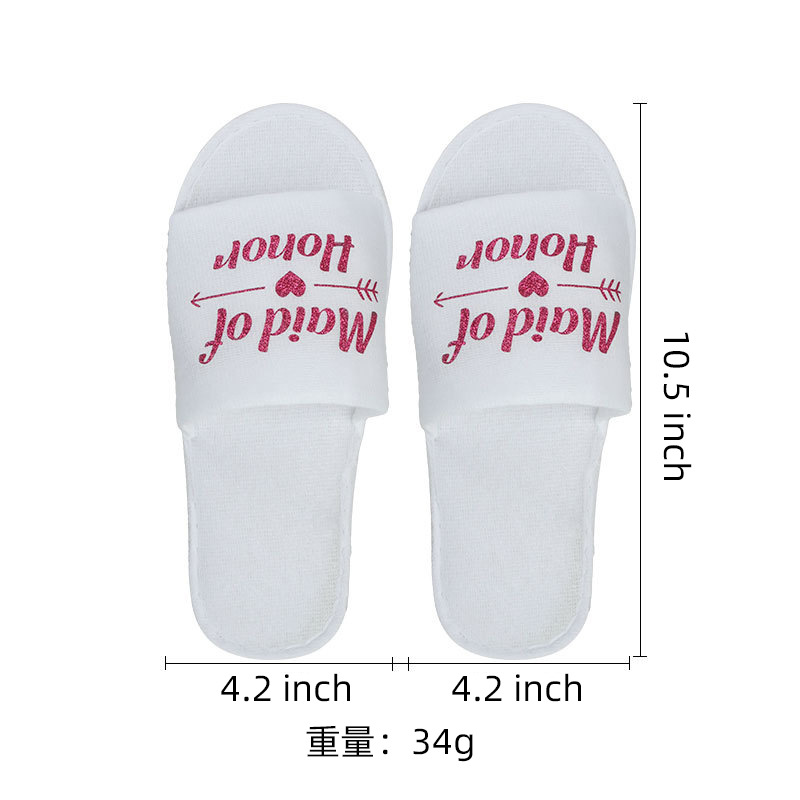 Wedding Pajamas Party Slippers Hotel Room Disposable Supplies Bride English Letters Glossy Font Shoes