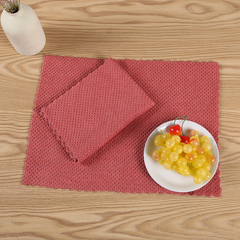 Solid Color Lock Edge Lace Dishcloth Household Cleaning Kitchen Supplies Wheat Grain Towel Oil Removing Household Absorbent Cloth