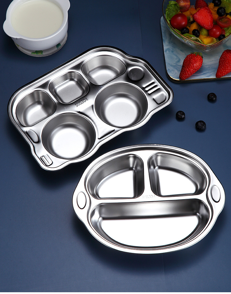 304不锈钢快餐盘幼儿园卡通餐盘创意儿童分格饭盘宝宝防烫盘子