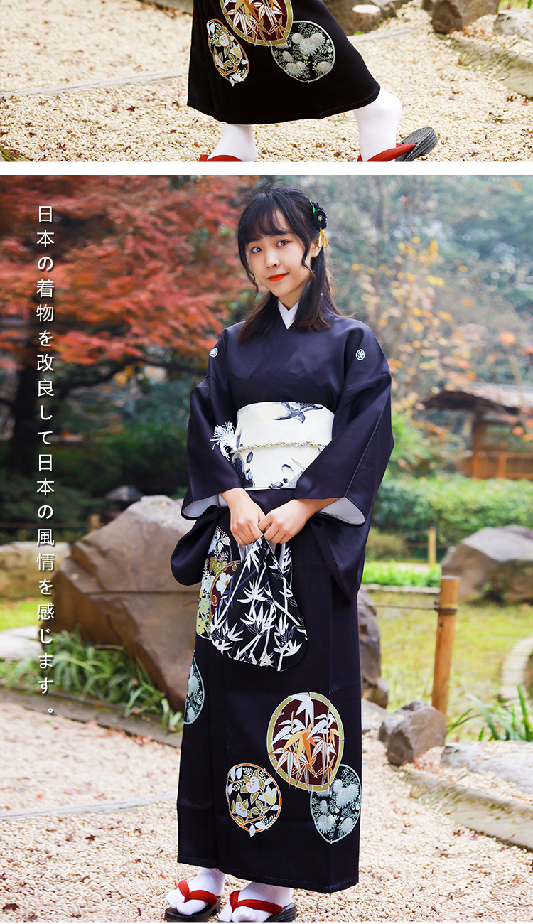 2020新款日本和服女正装传统黑留袖改良衣长定位稿