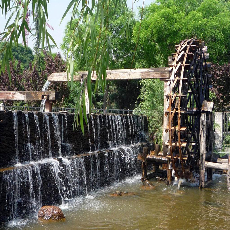 防腐木水车实木风水轮 大型景观水车木质水车定制 脚踏水车