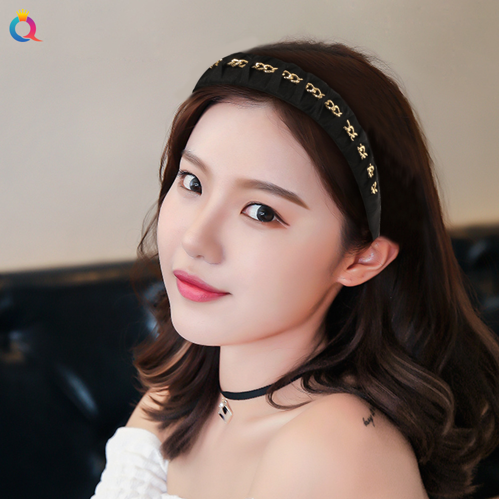 奇阅秋冬新款搭配小物合金金属链条头箍宽边外戴发箍头窟欧美发饰