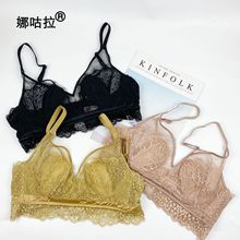 6029#蕾丝水晶杯文胸 品牌聚拢薄杯无钢圈内衣 批发眼睫毛胸罩