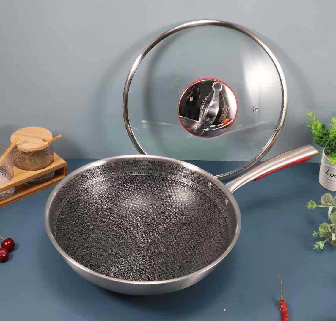 中康家用德系316通用加厚不粘轻便跑江湖黑色无油烟不粘锅