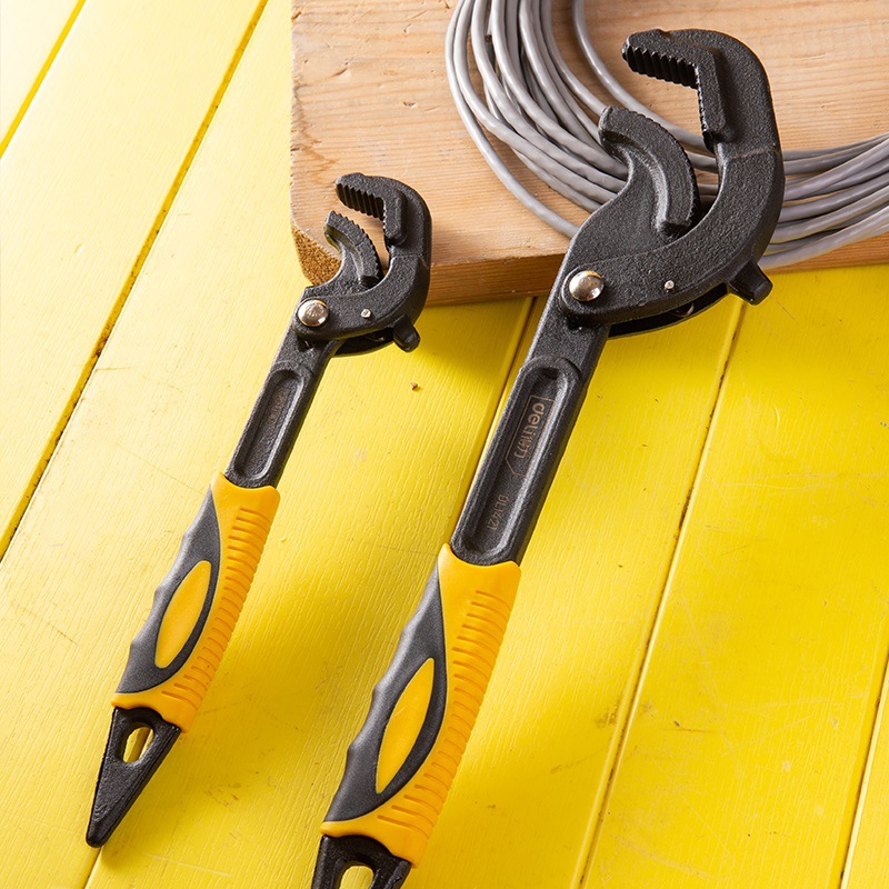 得力万能活口活动万用扳手工具套装多功能开口管钳板手快速管子钳