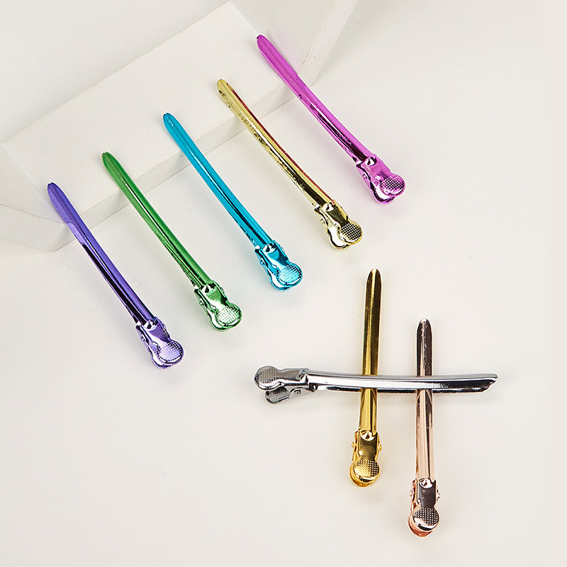 美发工具手推波纹夹子鸭嘴夹头发定位夹加长加厚不锈钢金属定型夹