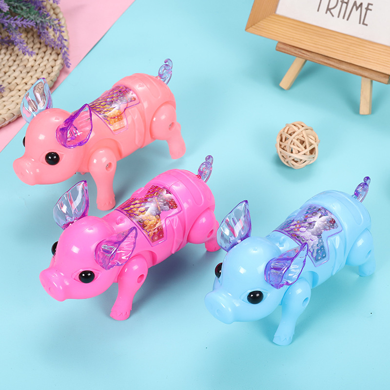 Factory Direct Sales Children's Fun Electric Internet Celebrity Light-Emitting Pig Toy Cartoon Cute Rope Pig Toy