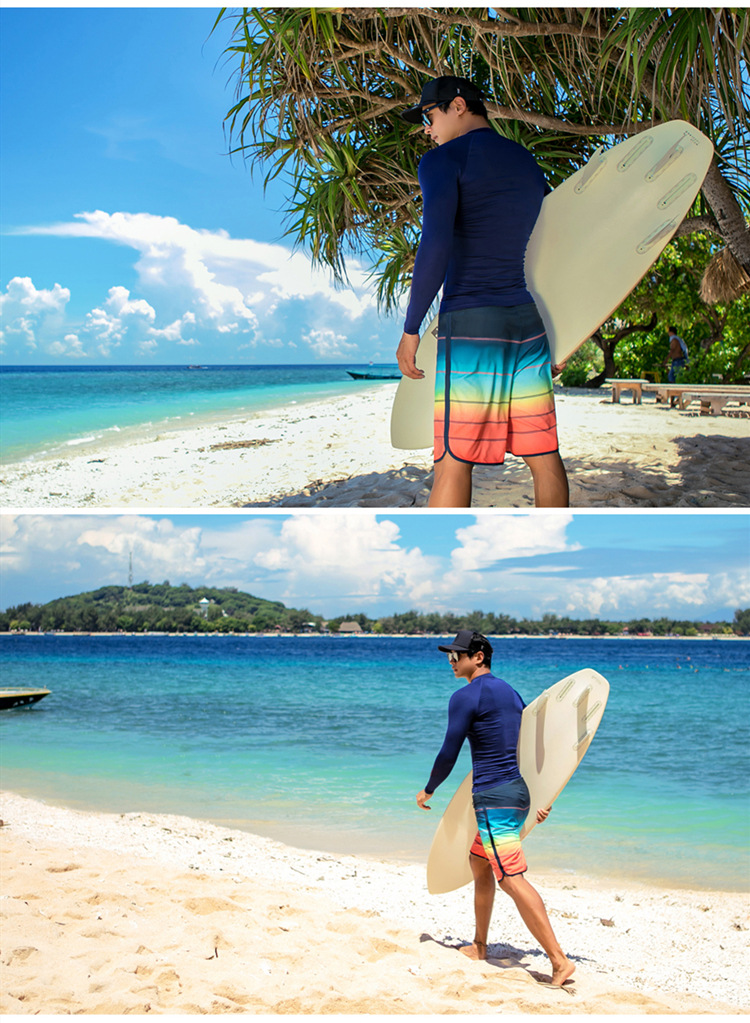 外贸潜水服男分体防晒长袖上衣海泳衣速干漂流冲浪浮潜男泳衣套装