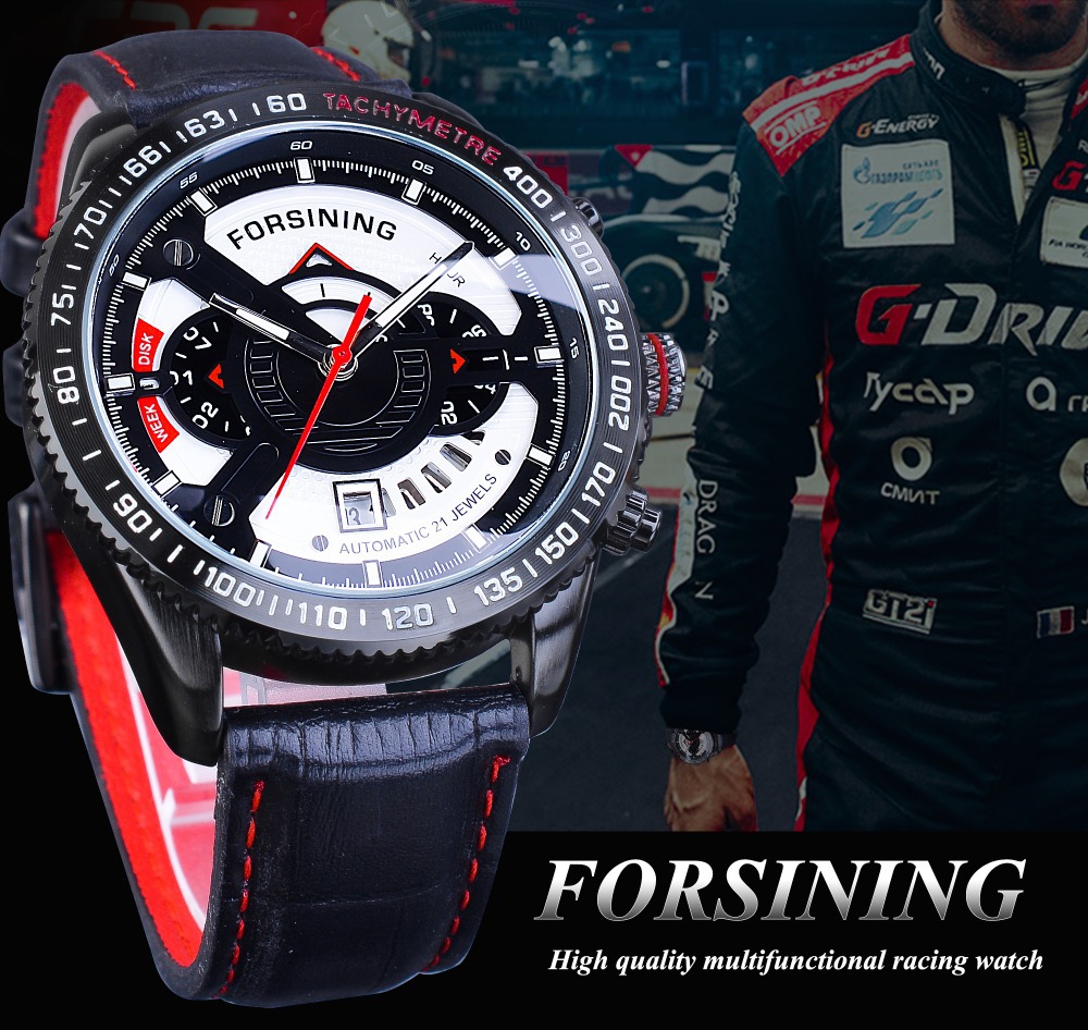 新品热卖 forsining 赛车表盘机械手表男款时尚休闲自动机械手表