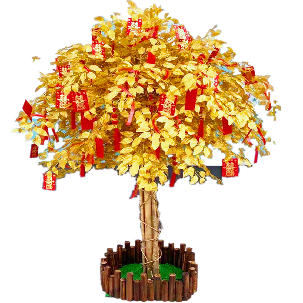 仿真金榕树黄金树摇钱树金钱树金色榕树大型商场酒店新年假许愿树