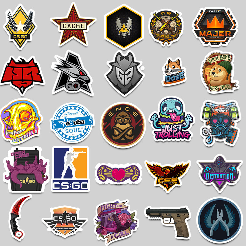 50张反恐精英cs go游戏贴纸个性防水旅行箱行李箱手机贴滑板贴纸