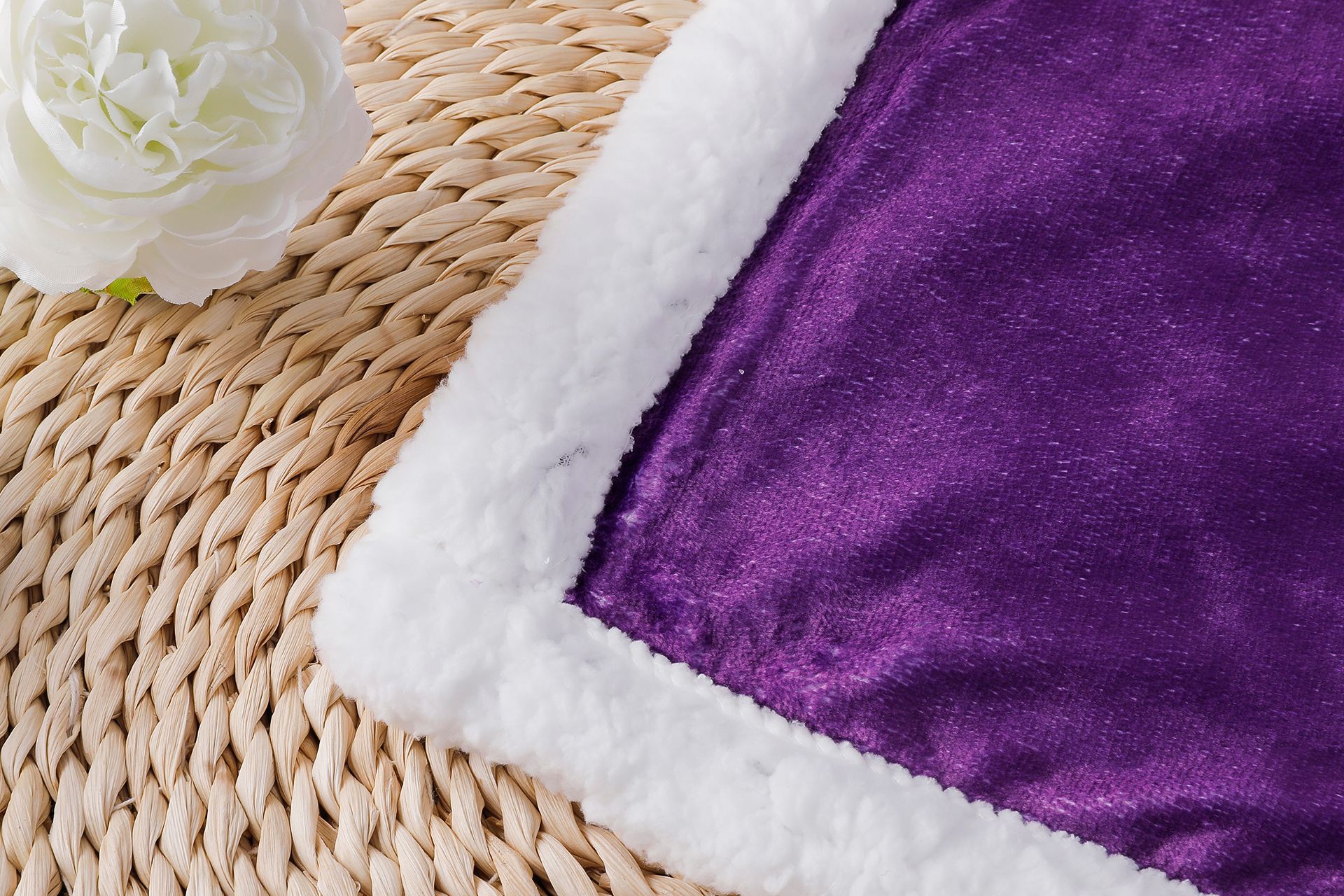 跨境供应爆款亚马逊wish定制加厚双层素色 图案法兰绒羊羔绒毛毯