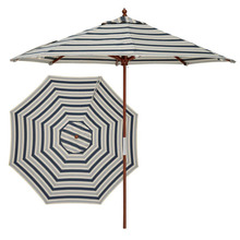 黑白条纹木骨中柱伞 实木遮阳沙滩伞 户外庭院桌椅大太阳伞