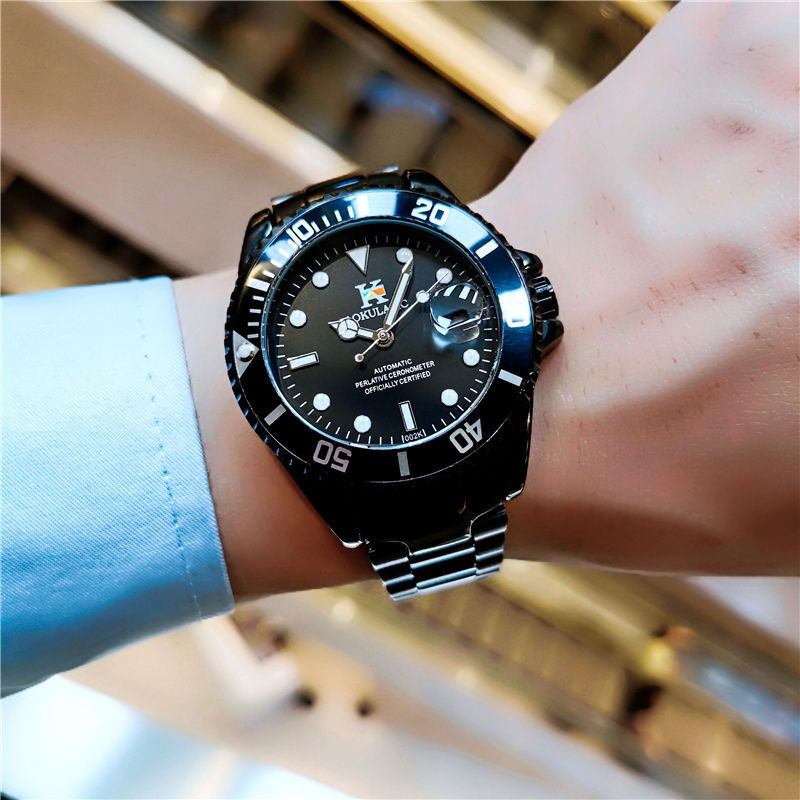 奥古拉斯瑞士绿水鬼手表男士全自动机械表夜光防水潜水表一件代发