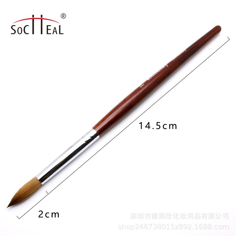 Amazon Hot Sale Nail Art Carved Pen Mahogany Stick round Head Kolinsky Crystal Pen Supply Spot Nail Brush