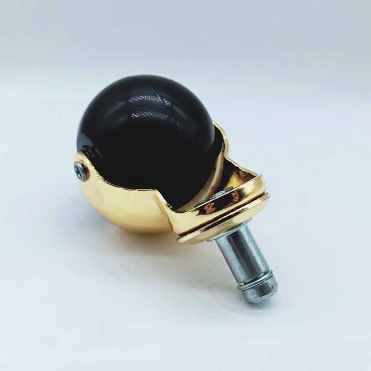 地球轮厂家2寸11*22丝杆黑pp球轮支架厚度1.5mm表面挂镀金色铬色-阿里