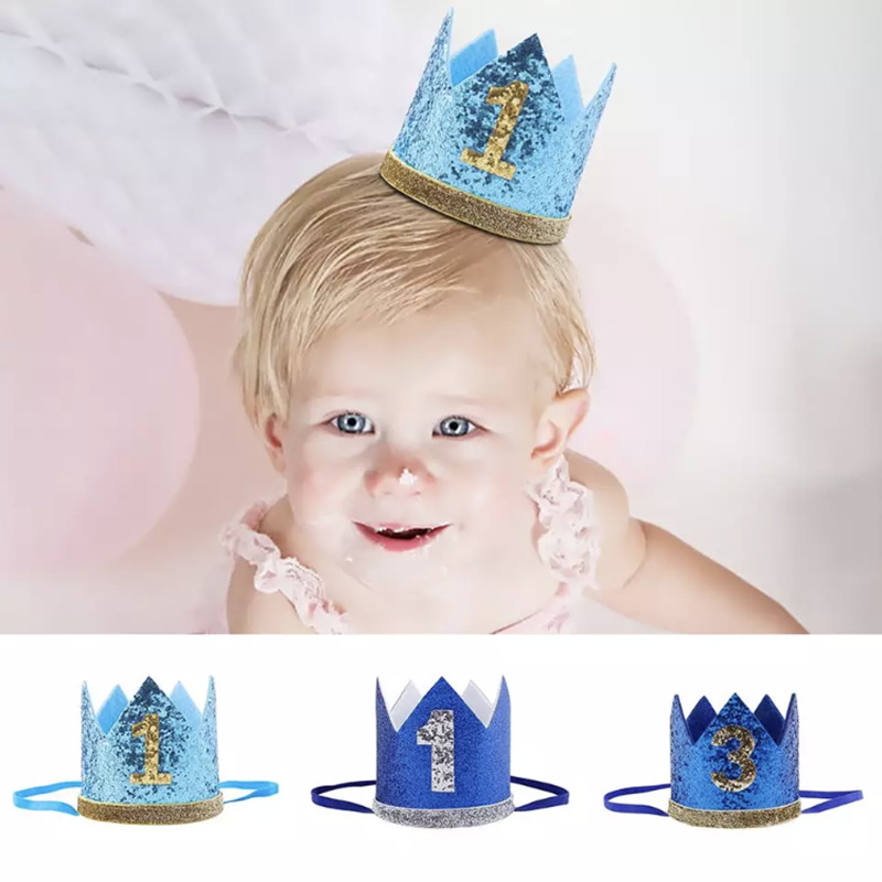 European and American New Children's Hair Band Shiny Crown Hat Baby Birthday Party Headdress Performance Photo Baby Headband