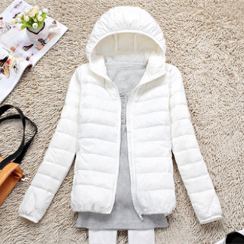Factory Wholesale Autumn and Winter down Jacket Women's Lightweight White Duck down Korean Style Slim-Fit Hoodie Short Coat One Piece Dropshipping