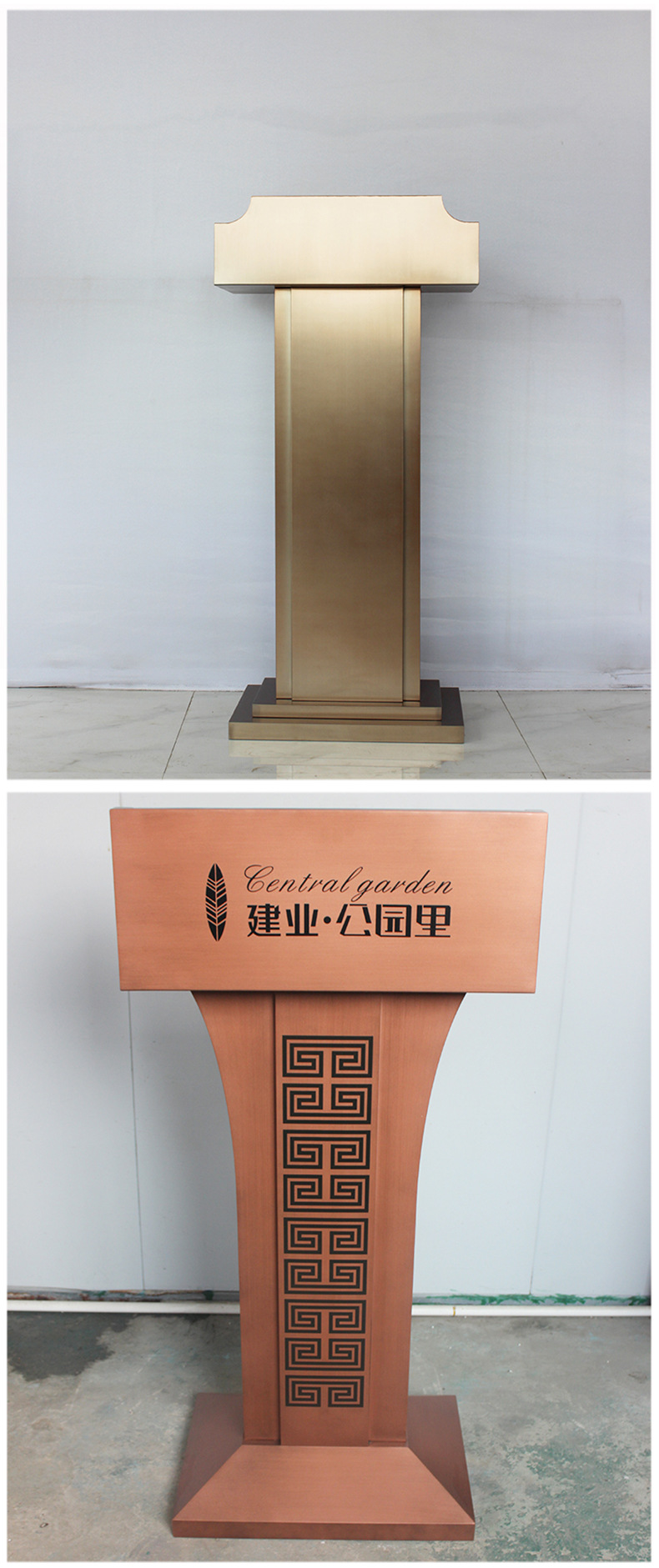 精品物业接待台迎宾台物业餐厅不锈钢演讲台酒店发言台咨询咨客台