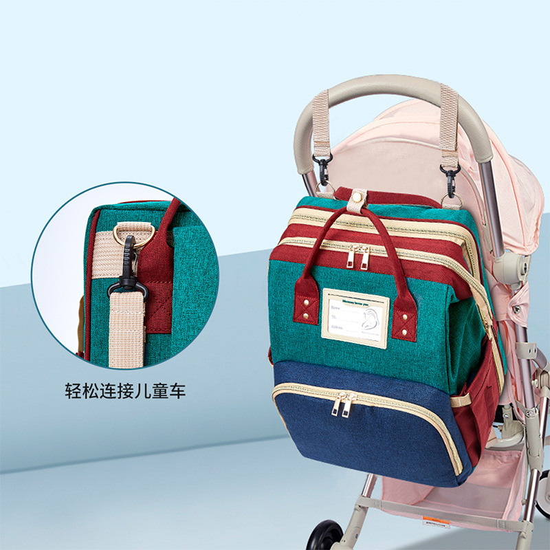 2023 New Bedspread 2-in-1 Baby Diaper Bag USB Portable and Versatile Mother Bag Crib Mummy Bag Backpack