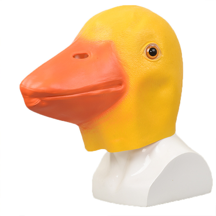 万圣节黄鸭面具乳胶动物鸭子舞会派对搞怪服饰道具厂家批发