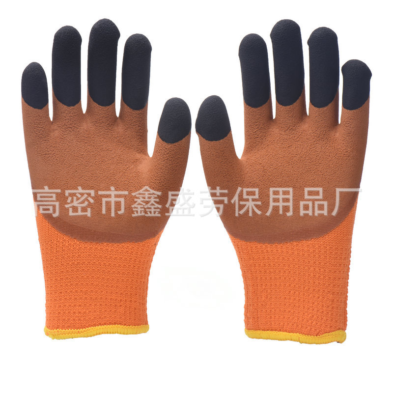 Factory Wholesale Spot Thickened Warm Terry Foam Reinforced Finger Wear-Resistant Non-Slip Warm