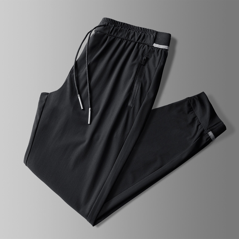 冰丝休闲裤男夏季薄款速干高端丝滑裤子潮流个性百搭滑料运动卫裤