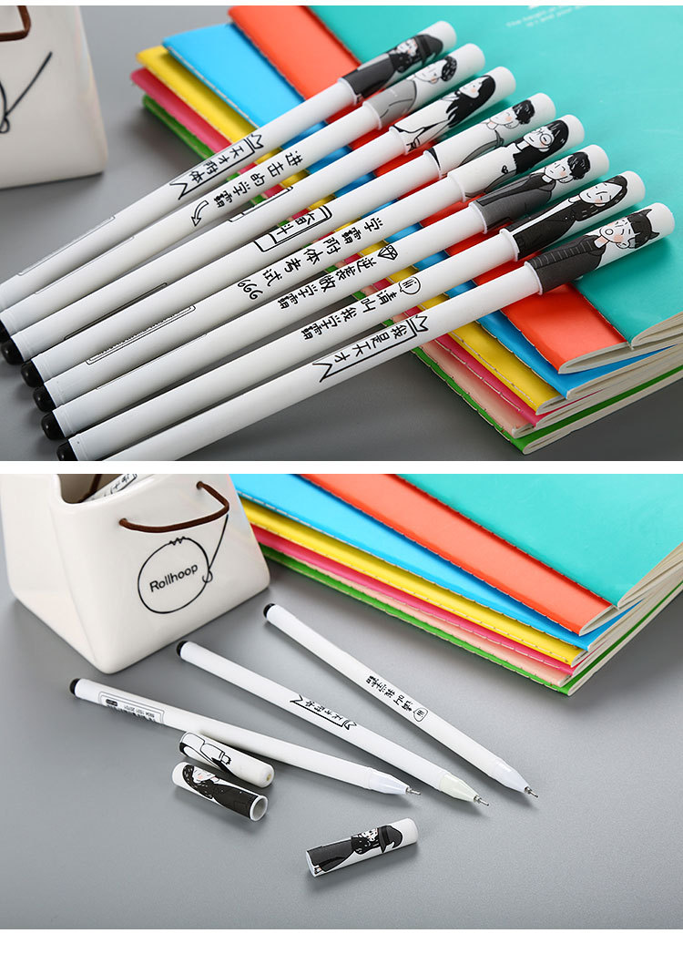创意学霸笔 可爱手绘文字学生中性笔 优质学习办公文具水性签字笔