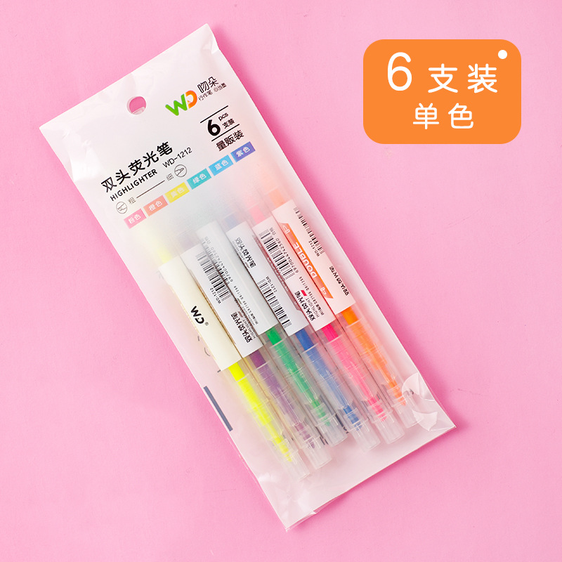 Double-Headed Fluorescent Pen Light Color Students Use Marking Pen to Draw Key Notes TikTok Same Style Marker Color Pencil