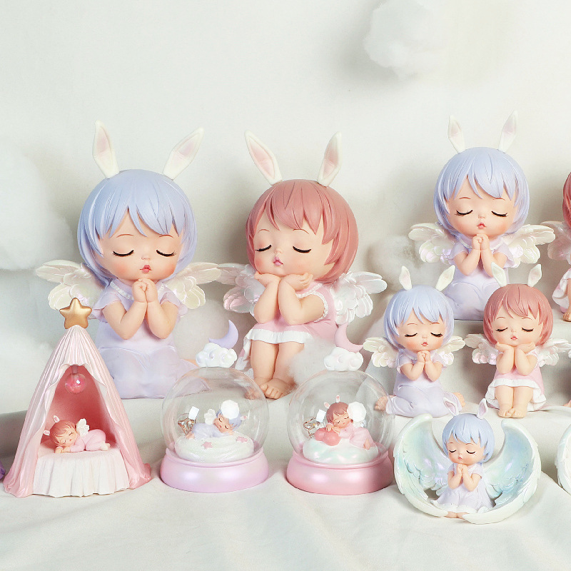 创意安妮宝贝天使少女心女孩装饰摆件货源小夜灯蛋糕摆件汽车用品