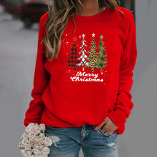 亚马逊 eBay wish   独立站 圣诞树 图案印花长袖圆领卫衣女
