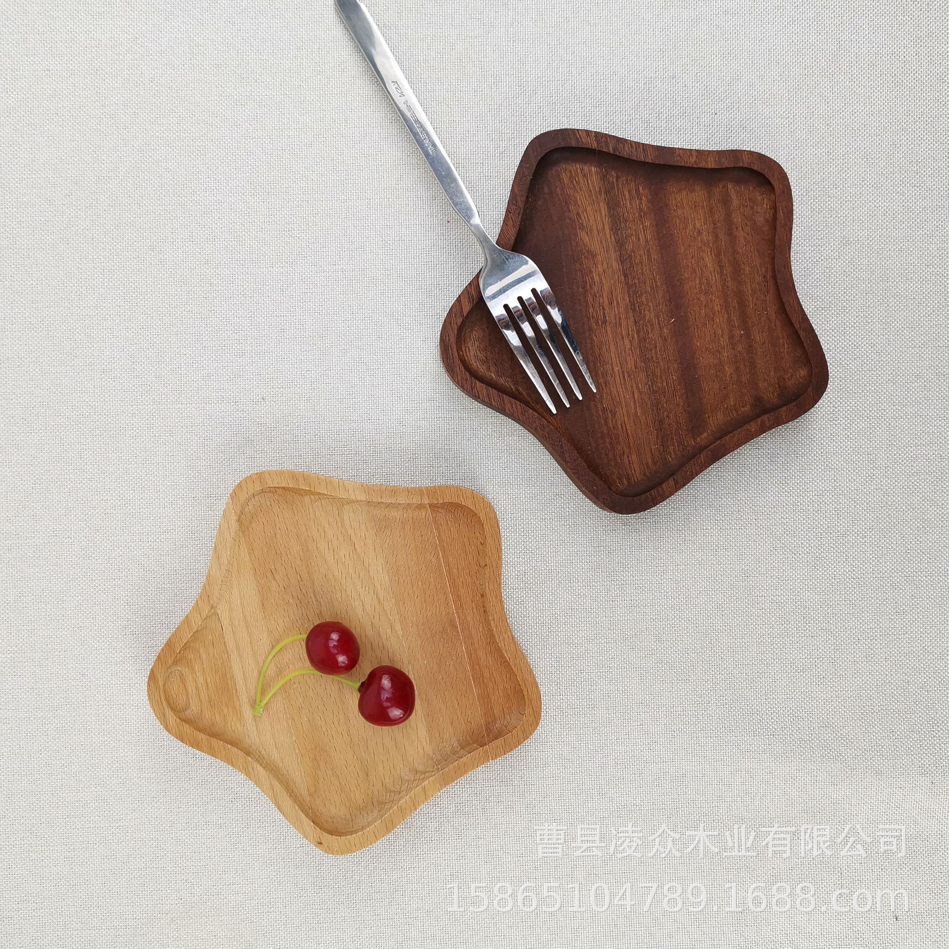 家用儿童实木托盘创意五角星果盘木质不规则木盘子可批发定制