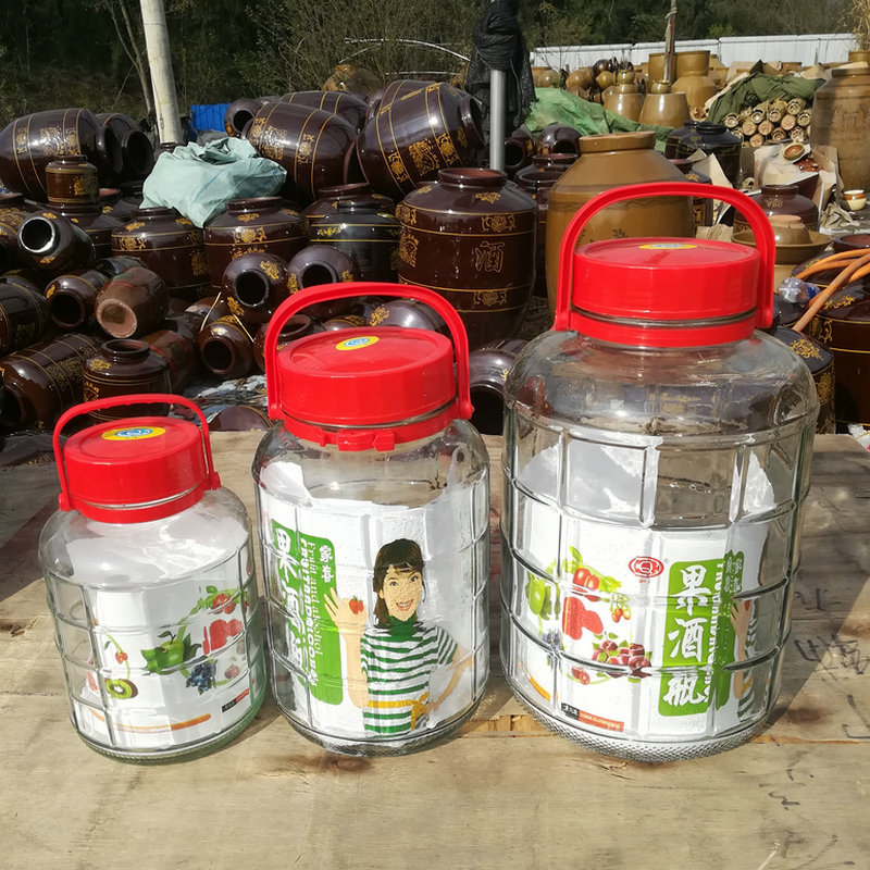 厂家供应玻璃果酒瓶5斤小酒瓶20斤大酒瓶玻璃泡酒瓶酒坛多规格