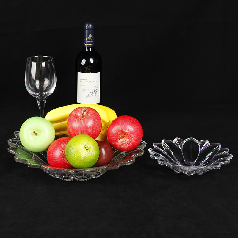 新款莲花玻璃水果盘 欧式家居干果盘ktv创意果斗零食碟样板间摆件