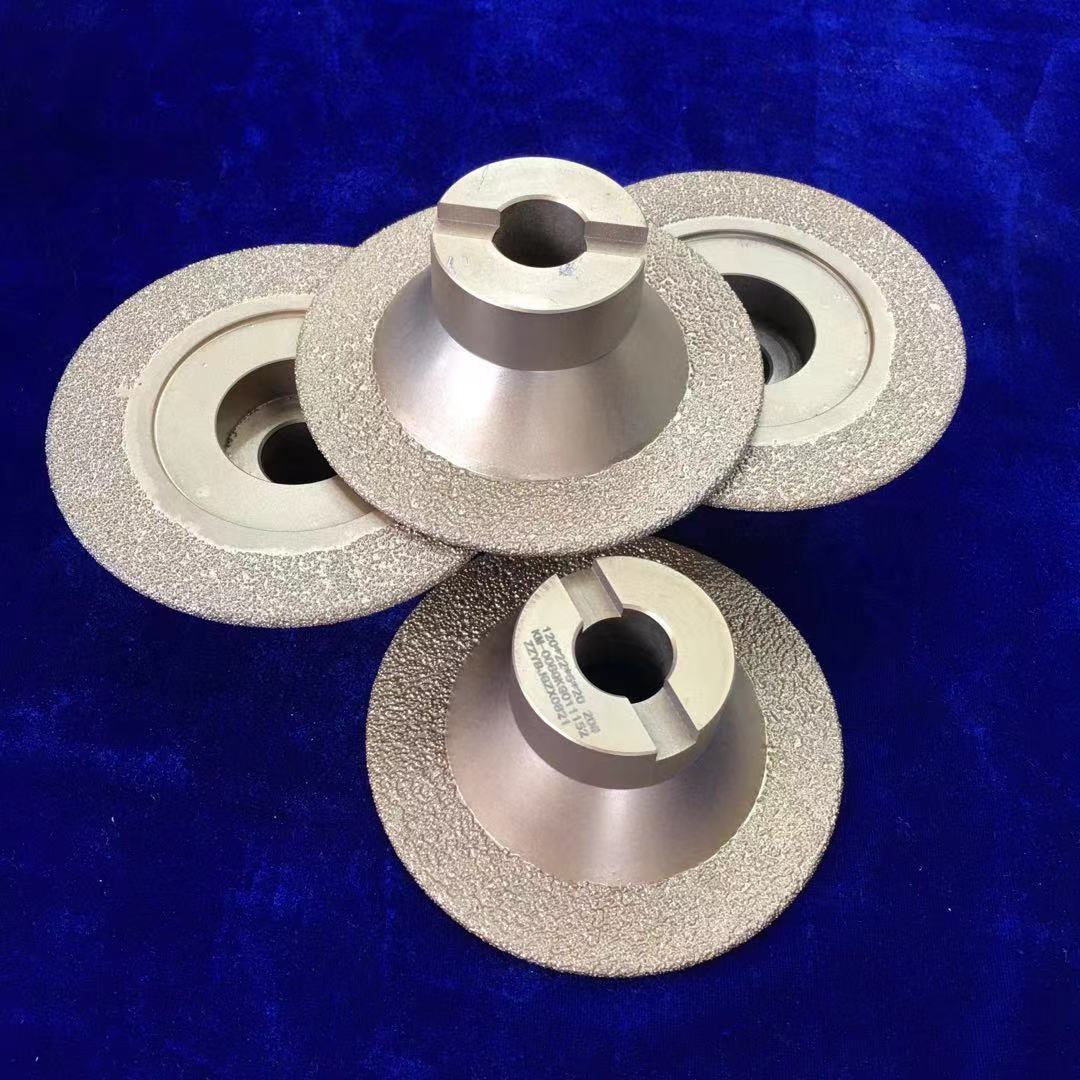 钎焊真空磨盘钎焊sdc磨边轮带柄钎焊100直径磨盘30粗粒度