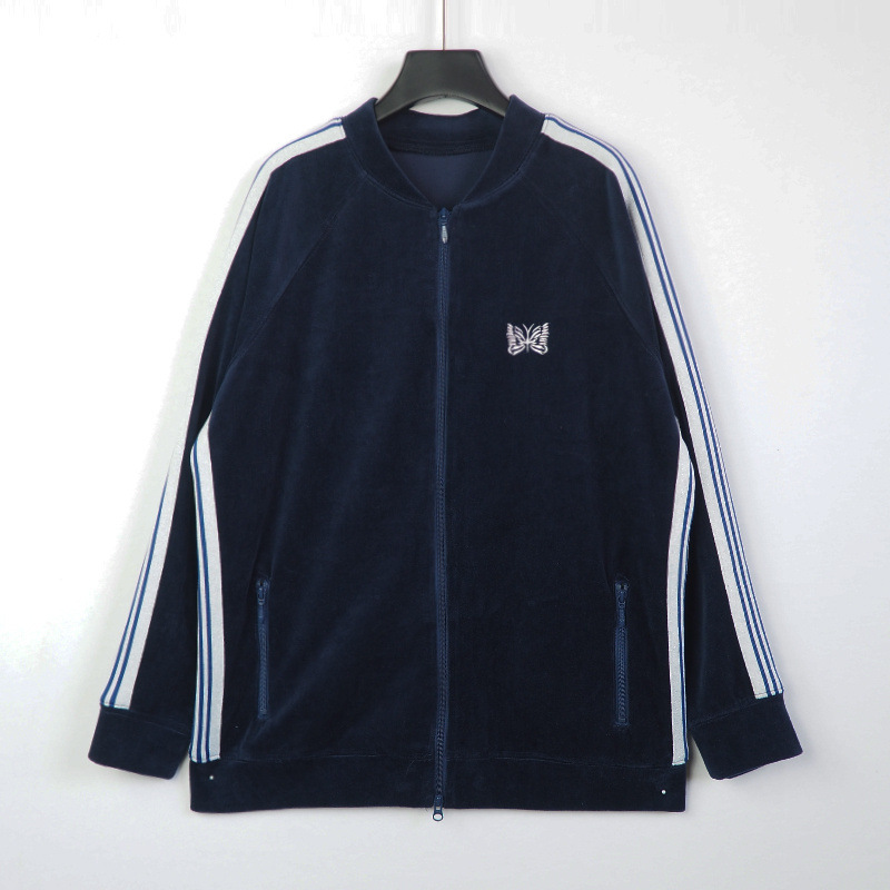 needles 蝴蝶刺绣边织带丝绒夹克休闲运动外套