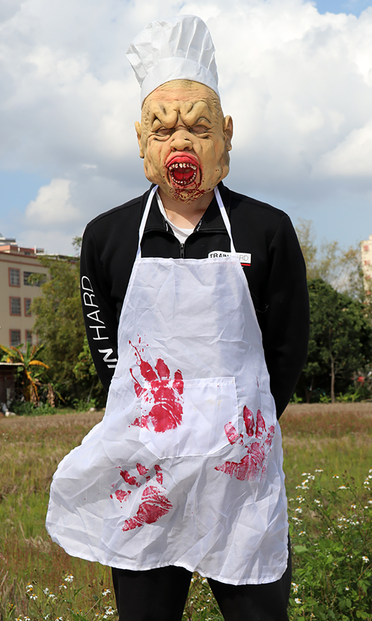 现货万圣节厨师面具乳胶面具鬼屋恐怖吓人整蛊道具厂家批发