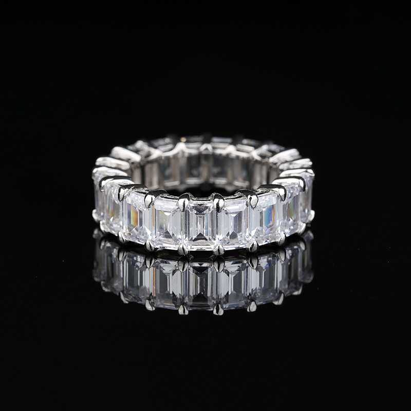 慕景珠宝新款欧美风时尚4*6mm车花切割排钻指环锆石戒指饰品