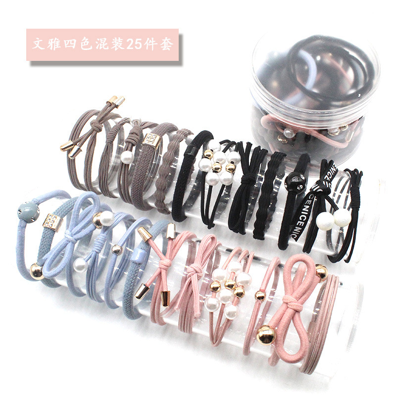 Spring and Summer New Suit Korean Bow Head Rope Transparent Canned Hair Accessories Women‘s Simple Basic Hair Tie Rubber Band Wholesale