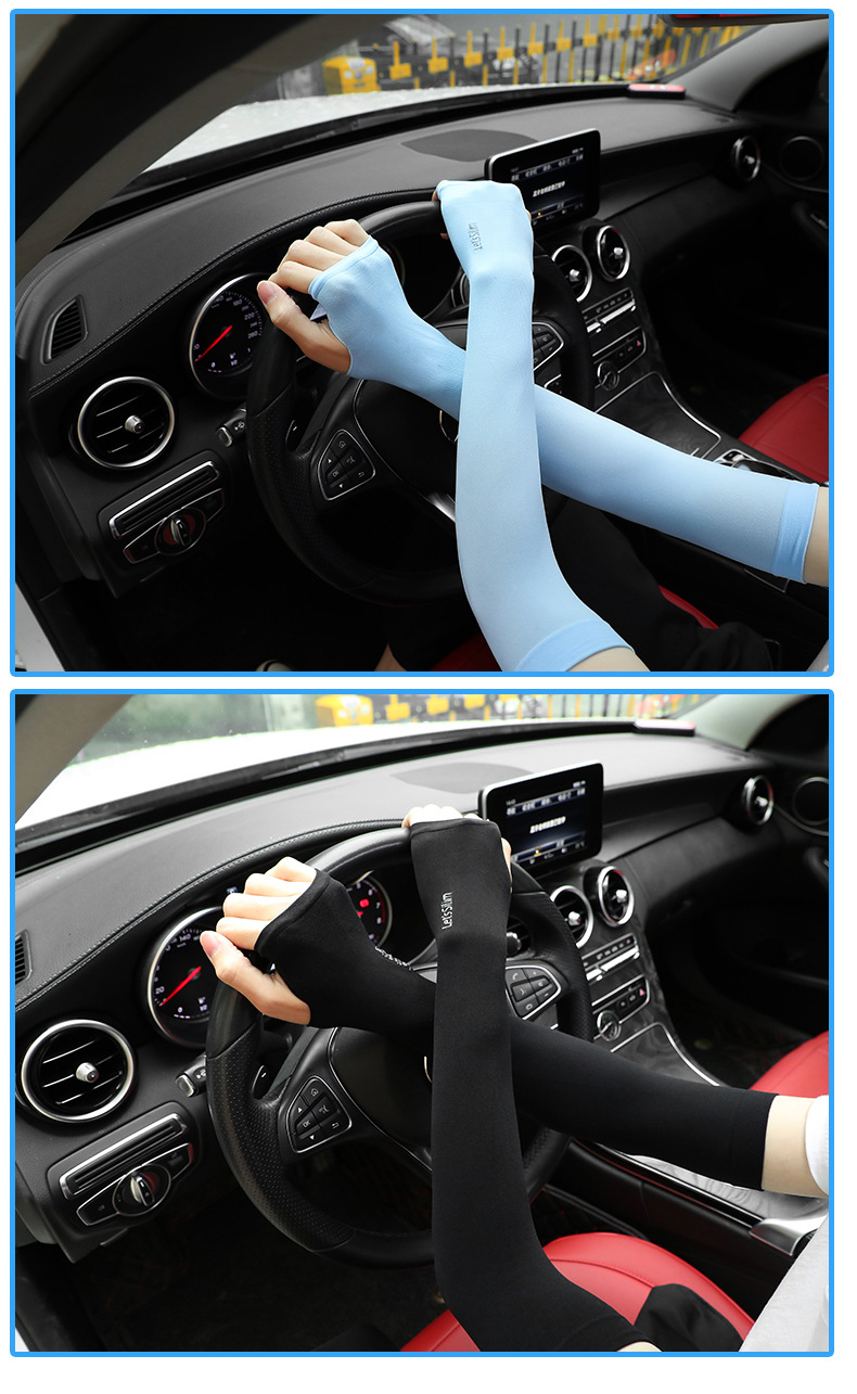 夏季冰丝袖套女男防晒手套户外运动开车手臂套薄韩版加长款冰袖套