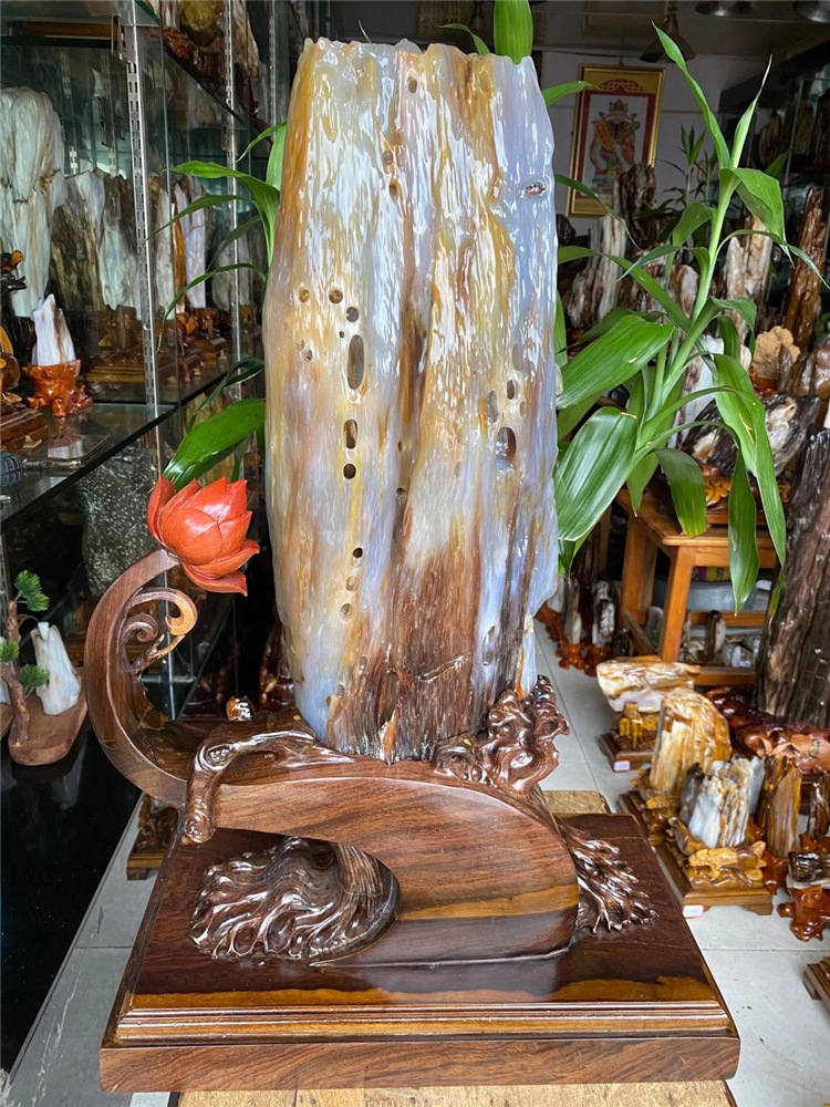 德柏高冰树化玉原石摆件硅化木天然树化石酒店会所大型奇石木化玉